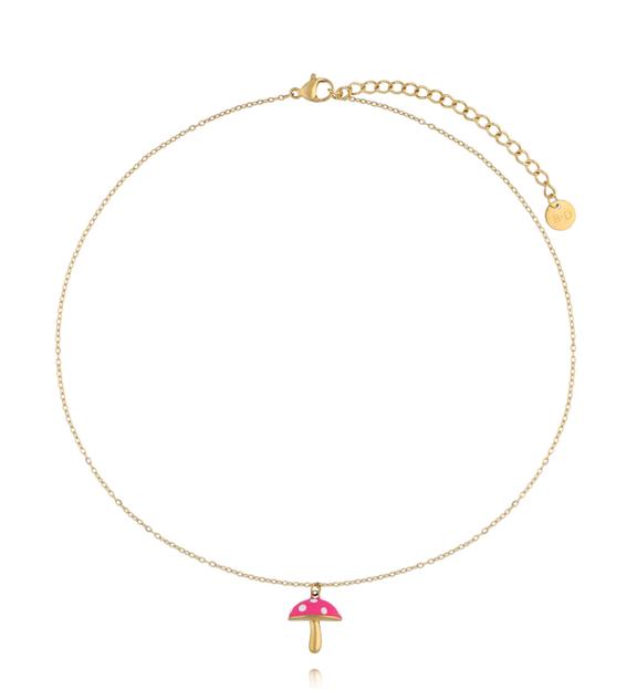 Naszyjnik dla dziewczynki z zawieszką różowego muchomorka NSY0811
