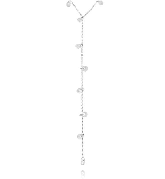 Naszyjnik srebrny z krawatką i transparentnymi kryształkami NSY0602