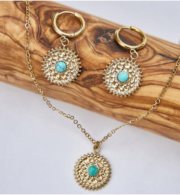 Kolczyki złote z turkusami Jung KSY0009