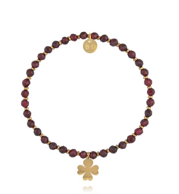 Zestaw delikatnych bransoletek z kamieni w odcieniu bordo ZN0152