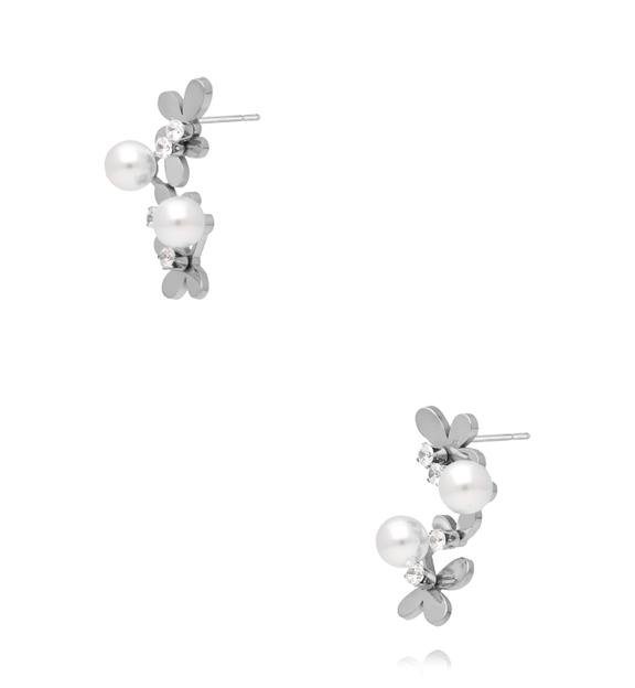 Kolczyki  z kwiatuszkami i perełkami srebrne KSY0692