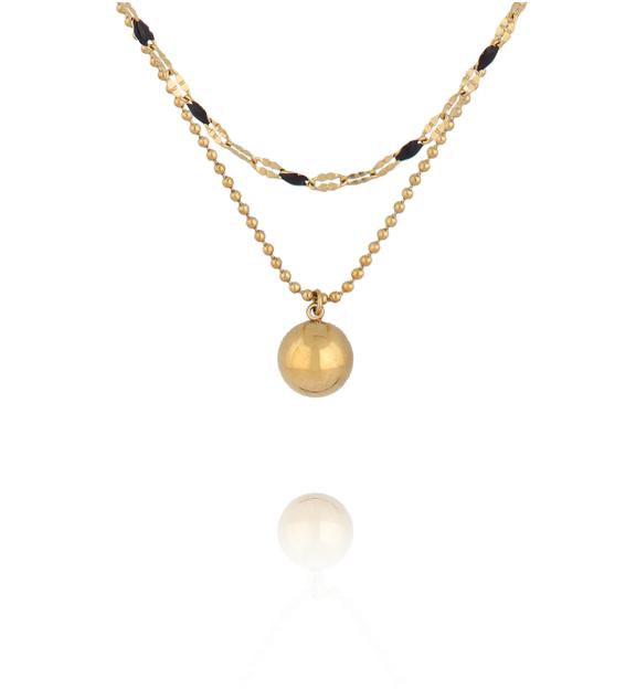 Naszyjnik warstwowy z czarnymi detalami i złotą zawieszką NSY0912