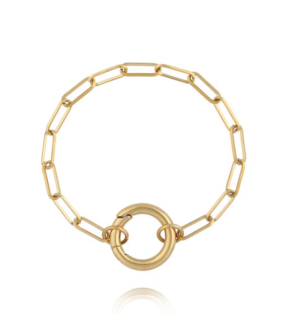 Bransoletka z geometrycznym łańcuchem i okrągłym zapięciem BEA0056