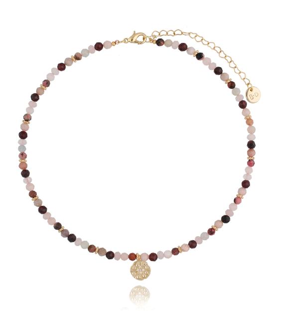 Naszyjnik  z agatami i kwarcami NTW0150