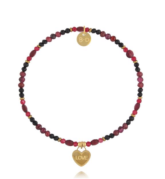 Bransoletka z naturalnych kamieni z zawieszką LOVE BTW3546