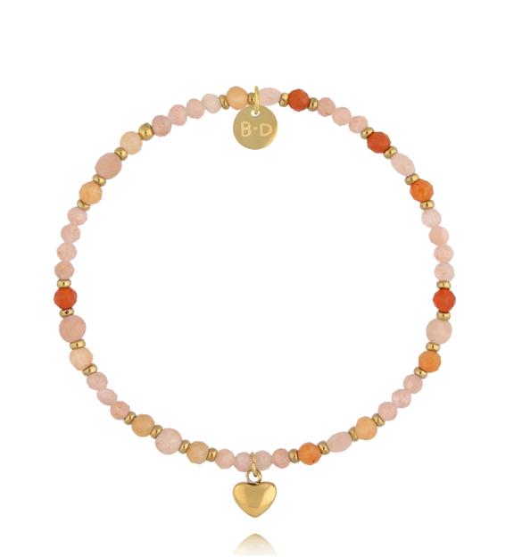 Bransoletka z kamieniami słonecznymi i sercem BTW3751