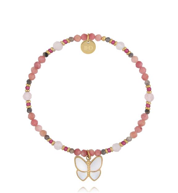 Bransoletka z rodonitami i motylkiem BTW3673