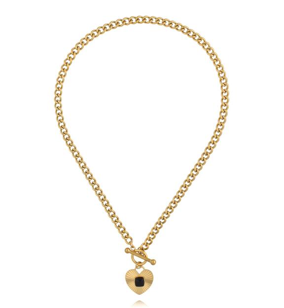 Zestaw dwóch naszyjników w złocie z czarnymi akcentami ZN0176