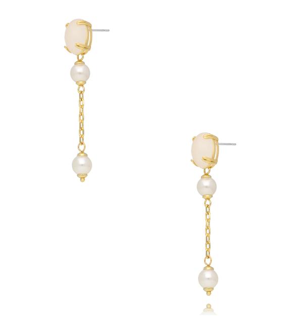 Kolczyki wiszące z perłami i złotym łańcuszkiem KSS2213