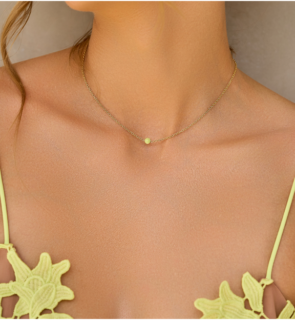 Naszyjnik złoty z zieloną emalią Gocce NSA1152