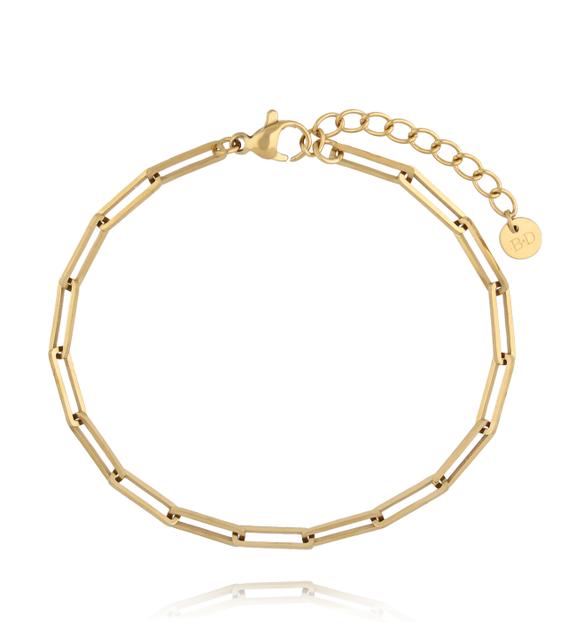Bransoletka z prostokątnych ogniw ze stali szlachetnej złota BSY0553