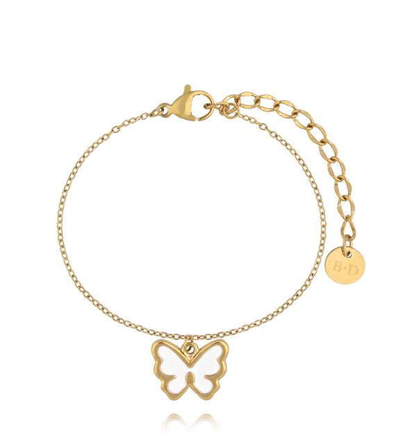 Delikatna bransoletka z motylem na złotym łańcuszku BSY0566