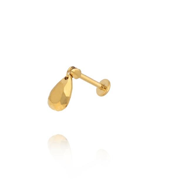 Kolczyk labret ze złotą fasetowaną łezką KSA2423