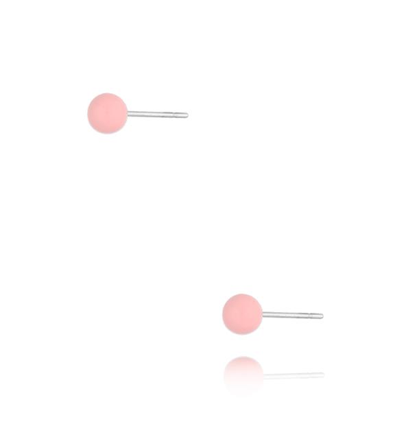 Kolczyki kulki z różową emalią 4 mm Enamel Balls KSA1702