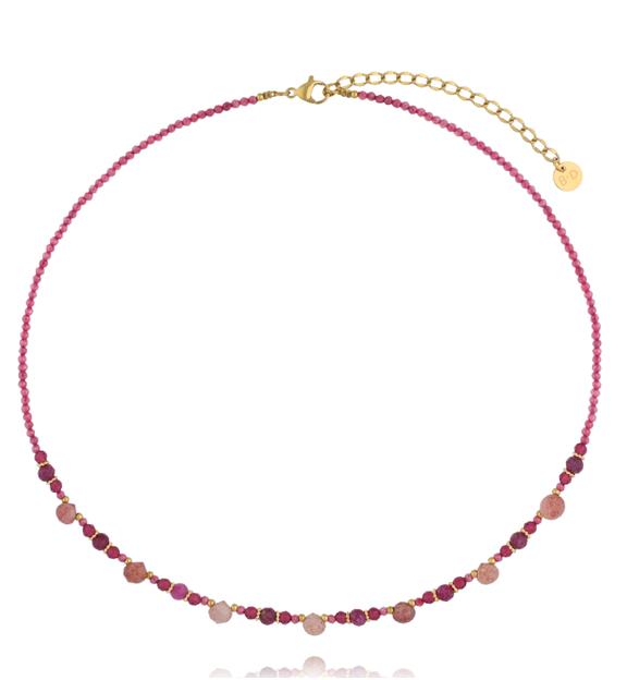 Naszyjnik z kamieniami naturalnymi z delikatnymi złotymi akcentami NTW1568