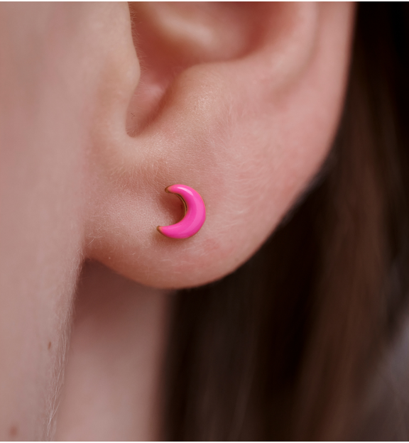 Kolczyki księżyce fuksjowe KSY0484