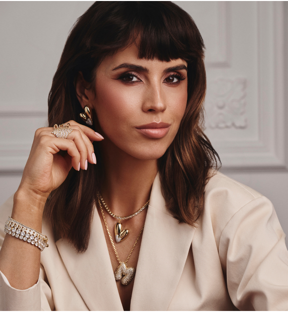 Kolczyki serca w nowoczesnej formie z kryształkami KSS2250