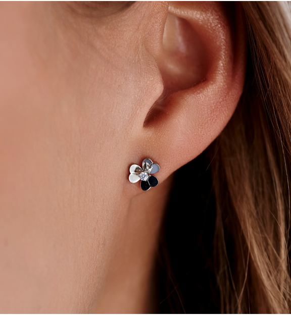 Kolczyki wkrętki w kształcie kwiatów z cyrkonią KSY0694