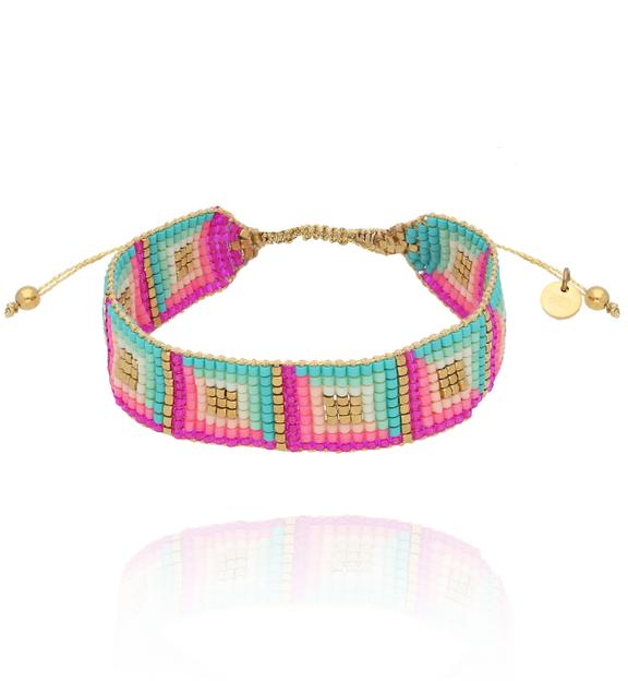 Bransoletka różowo turkusowa z koralikami Miyuki Eternal BSC1847