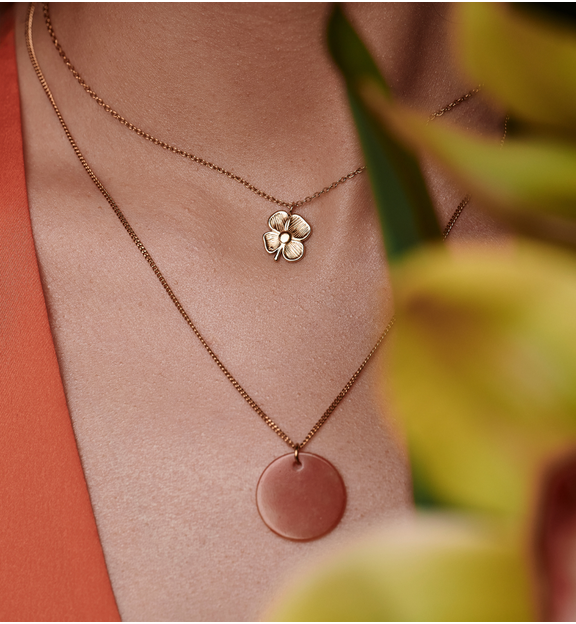 Naszyjnik z pomarańczową okrągłą zawieszką z awenturynu NPA1606