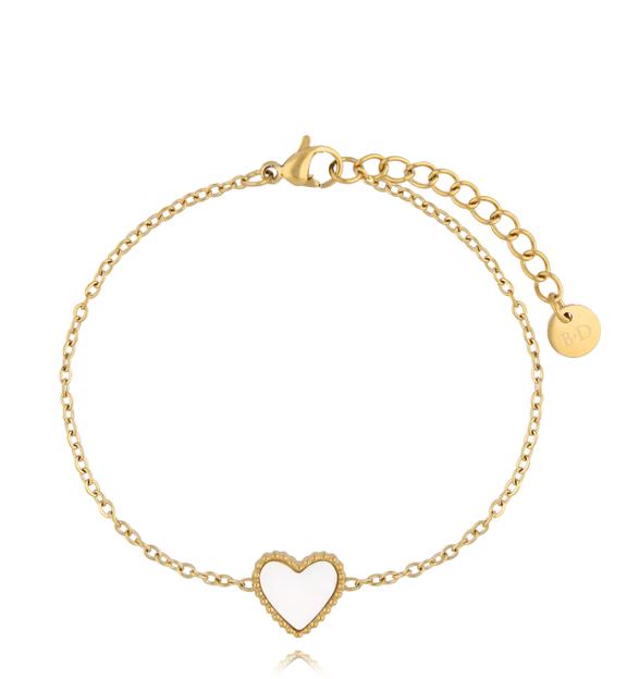 Bransoletka z sercem z masy perłowej złota Eternal Love BSA0677