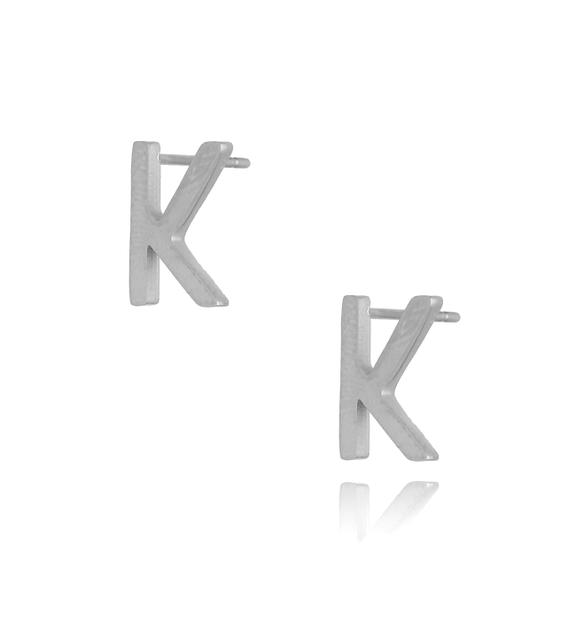 Kolczyki wkrętki srebrne z literką  K KAT0052