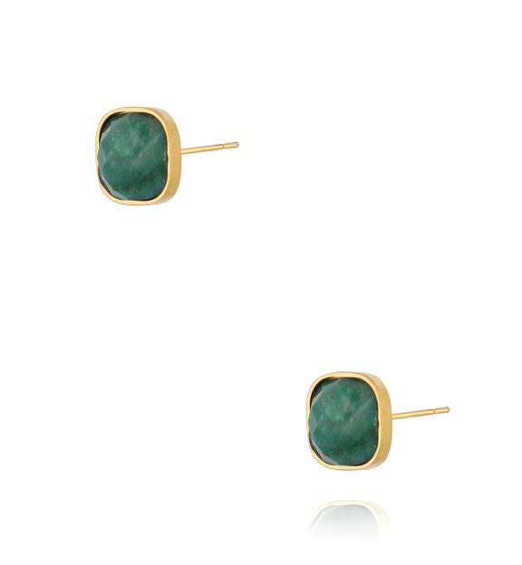 Kolczyki kwadraciki z jadeitami Bali Breeze KPA0246