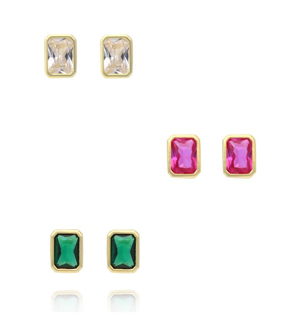 Zestaw kolczyków pozłacanych z kolorowymi cyrkoniami KLT0025