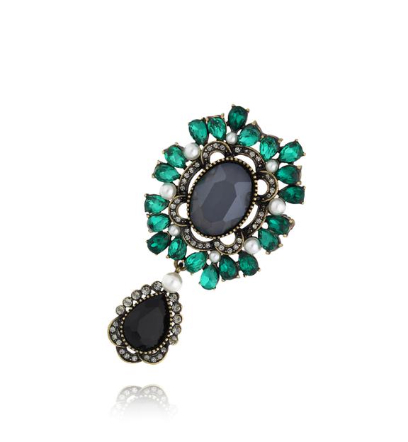 Broszka zielona Lampo di cristallo BRSS0153