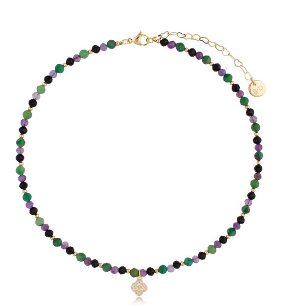 Naszyjnik z ametystem i agatem Ellie NTW0302