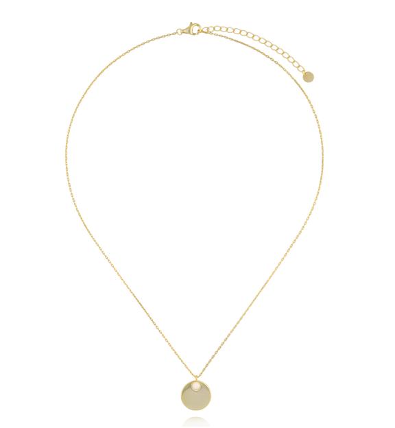 Naszyjnik z okrągłym medalionem i masą perłową NCA0087