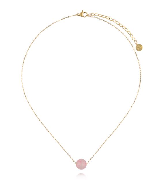 Naszyjnik z różowym agatem na delikatnym łańcuszku NLB0335