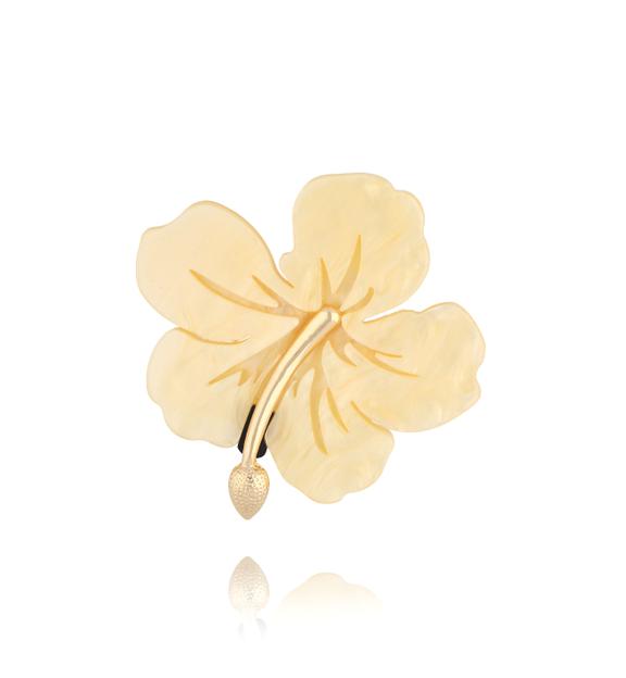 Broszka kremowa z kwiatem hibiskusa Kailani BRZA0093
