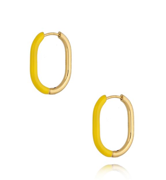 Kolczyki złote z żółtą emalią owalne Enamel KSA0904