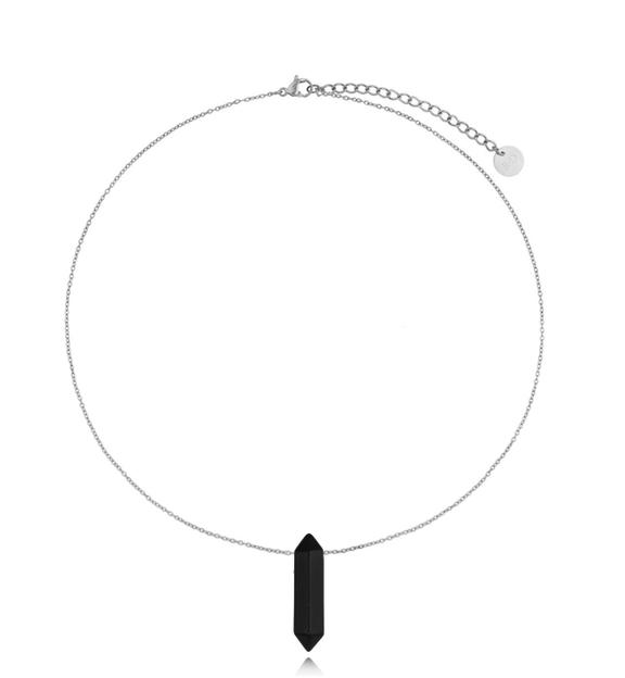 Naszyjnik srebrny z obsydianem Mader 46 cm NLB0303