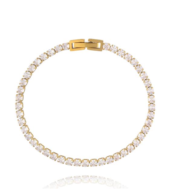 Bransoletka tenisowa z cyrkoniami w złotej oprawie BSY0611