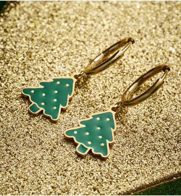 Zestaw świątecznej biżuterii z choinkami ZN0066