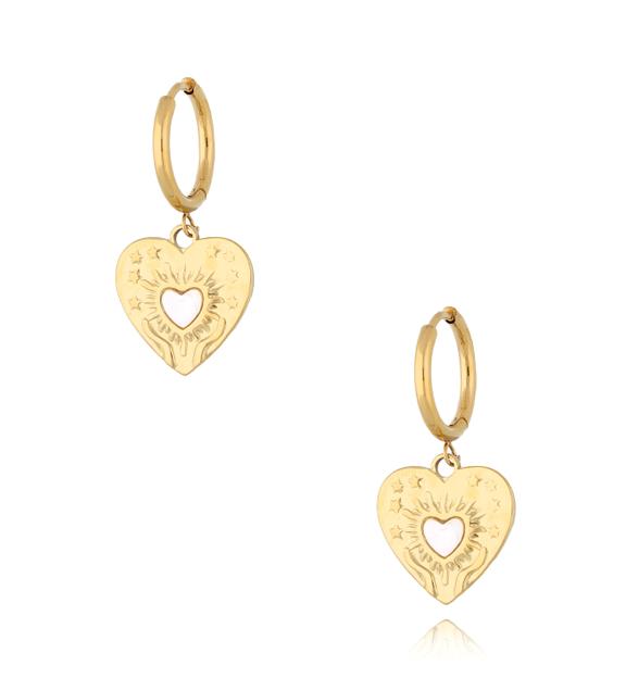 Kolczyki złote z sercami Espérance KSY0013