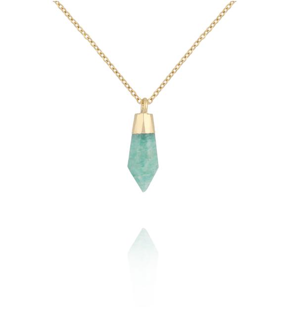 Naszyjnik z amazonitem w złotej oprawie NEA0107