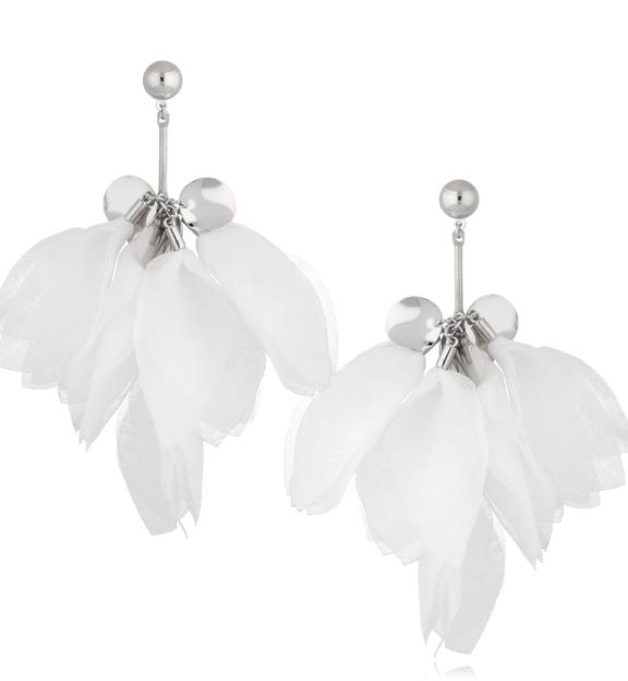 Kolczyki z szyfonu kwiaty białe Flower KBL1585