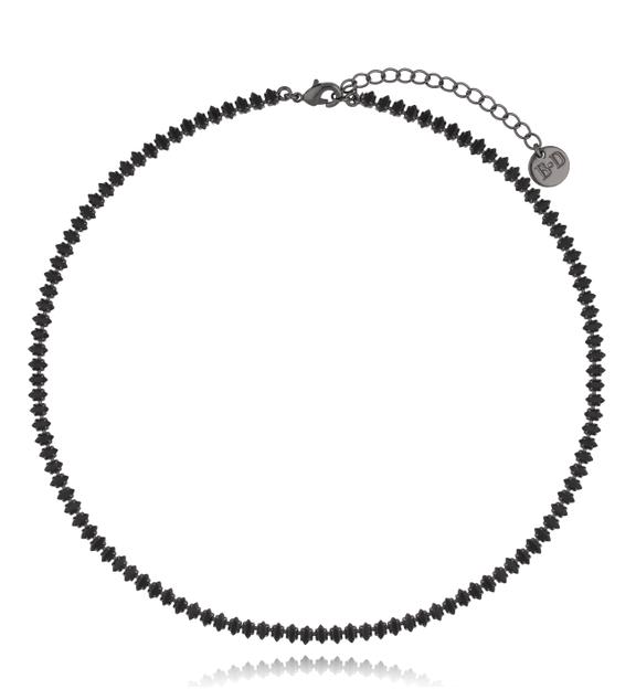 Naszyjnik tenisowy czarny z kryształkami Don't Wanna Sleep NS0273