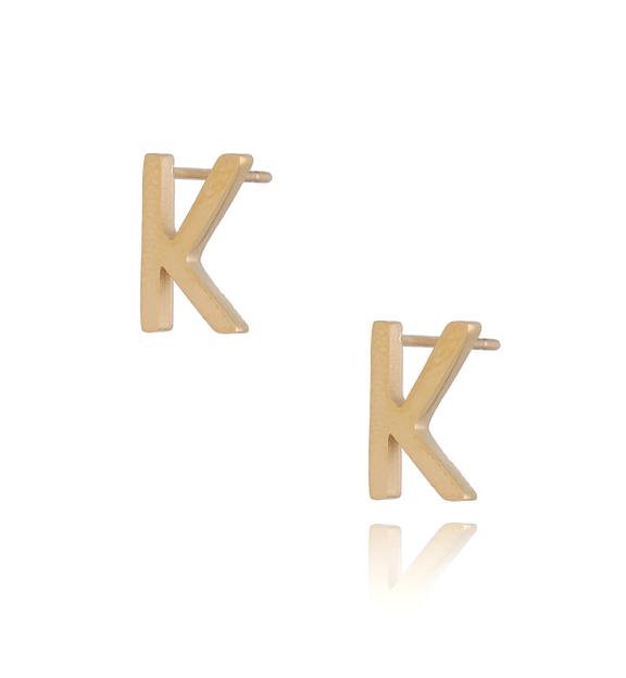 Kolczyki wkrętki złote  z literką  K KAT0063
