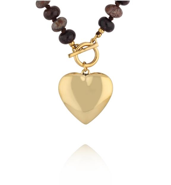 Naszyjnik z kamieni naturalnych z zawieszką serce NPA1510