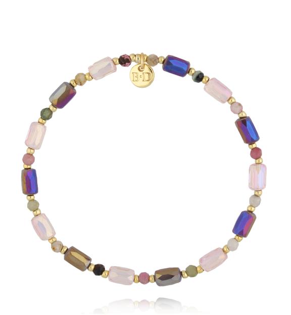 Bransoletka kryształkami fioletowo różowa BSC2058