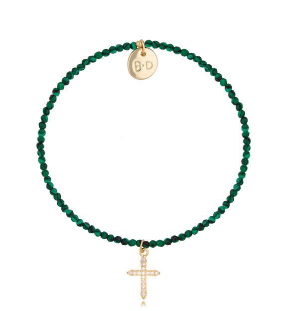 Bransoletka z malachitami i krzyżykiem Lifestyle BTW1099