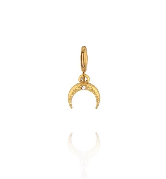 Charms złoty półksiężyc z perełką CHA0120