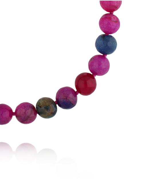 Naszyjnik z agatami fuksjowo granatowy NPA1531
