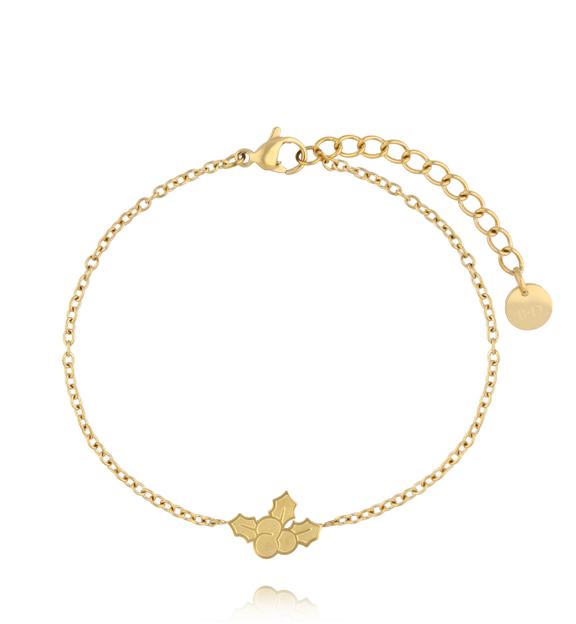 Bransoletka ze świątecznymi listkami złota BSA0837