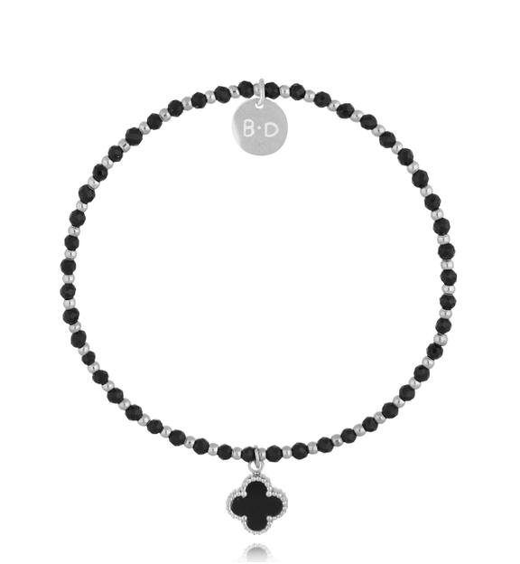 Bransoletka z turmalinami i koniczynką srebrna BTW3171