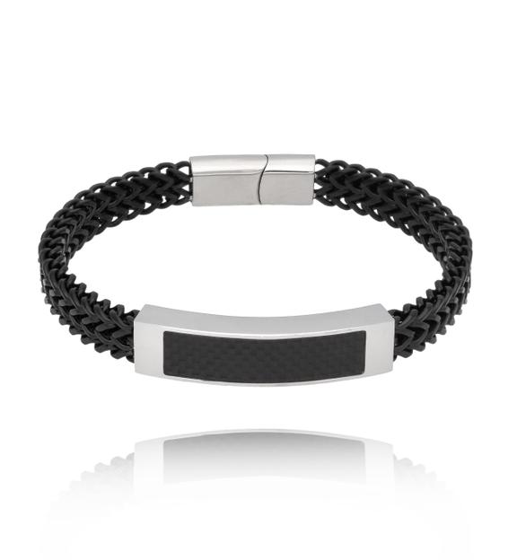 Bransoletka męska czarna z łańcuchem Fabio BMITC0777